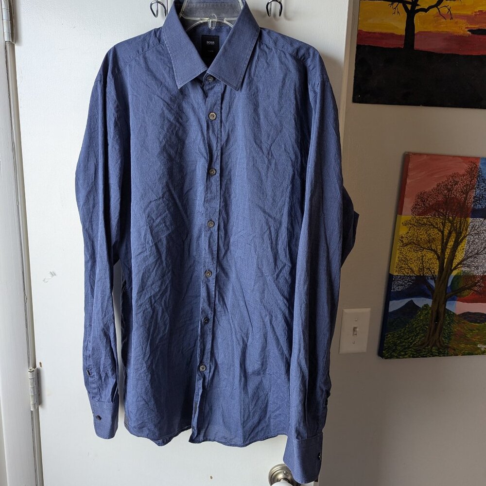 BOSS Hugo Boss Tailored Men's Long Sleeve Button Down Collared Shirt Size Large